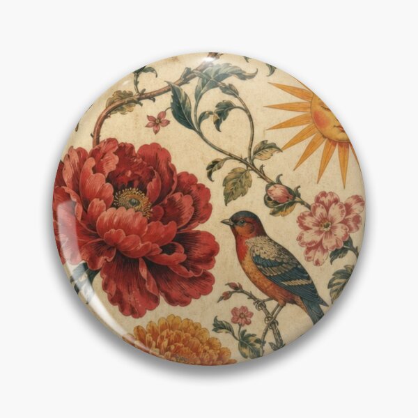 Item preview, Vintage Botanical Sun and Birds Collage - Floral Nature Art designed and sold by ArtisticFlow Co.
