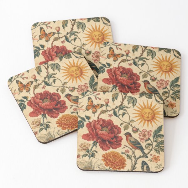 Item preview, Vintage Botanical Sun and Birds Collage - Floral Nature Art designed and sold by ArtisticFlow Co.