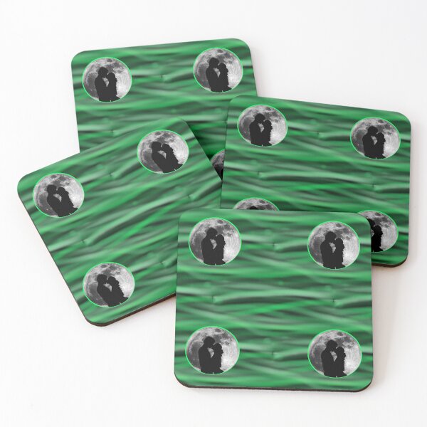 Item preview, Pattern - Green Aurora with Couple in the Moon designed and sold by ZepoPublishing.
