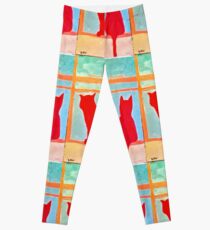Red cats in window Leggings