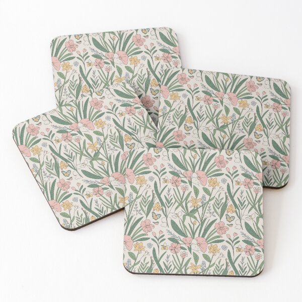 Item preview, Charming Floral Meadow Pattern | Pink Yellow Butterfly Seamless Repeat designed and sold by Midnight Veil Designs.