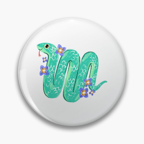 Item preview, Cute Green Snake and Flowers Cartoon Illustration designed and sold by natelledrawing.