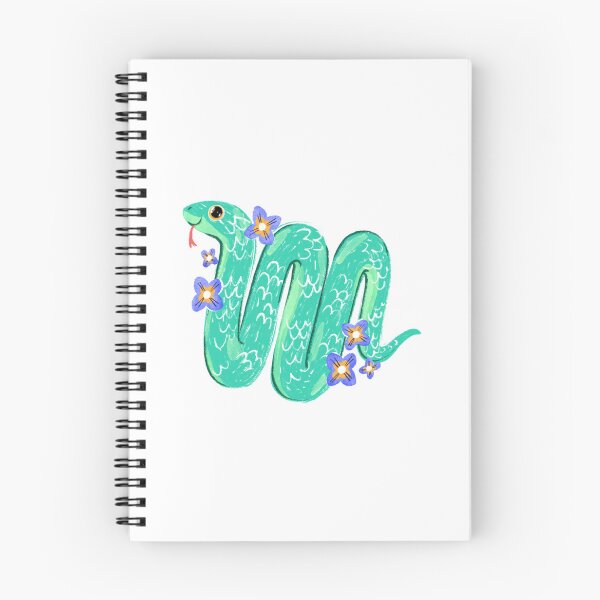 Item preview, Cute Green Snake and Flowers Cartoon Illustration designed and sold by natelledrawing.