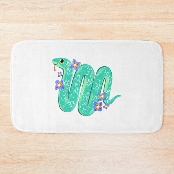 Item preview, Cute Green Snake and Flowers Cartoon Illustration designed and sold by natelledrawing.