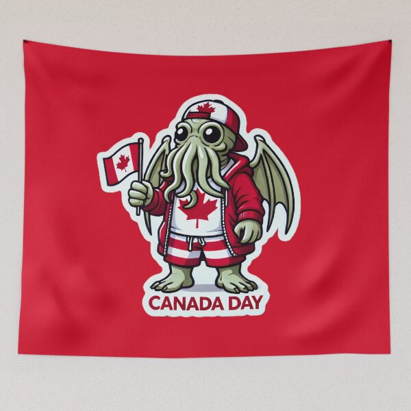 Item preview, Cute Cthulhu Canada Day Maple Leaf Sticker Design designed and sold by PinUpPizzazz.