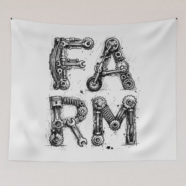 Item preview, Industrial Mechanical Farm Text Typography designed and sold by SplashTastic.