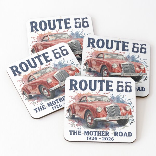 Artikelvorschau, Route 66 Jubiläums-Oldtimer 1926–2026 | Klassisches Retro-Design der Mutterstraße entworfen und verkauft von DigiArt8Design.