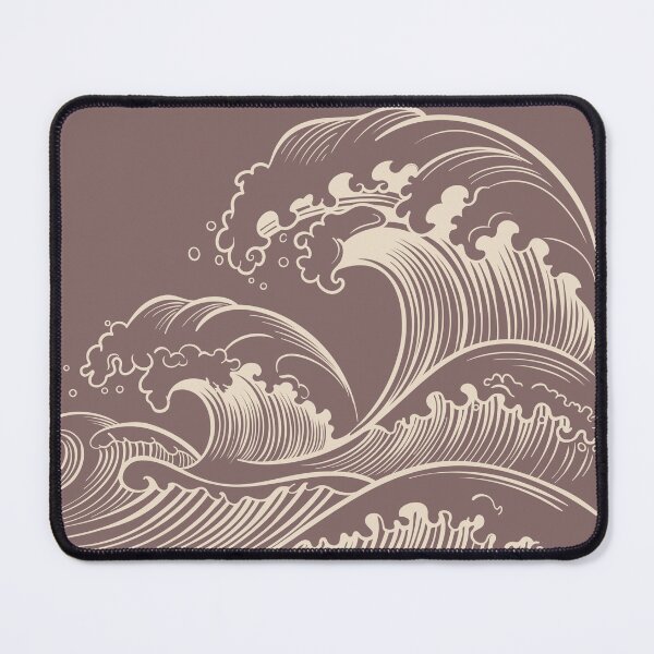 Item preview, Traditional Japanese Great Wave Minimalist Cream Line Art designed and sold by Tamawy.
