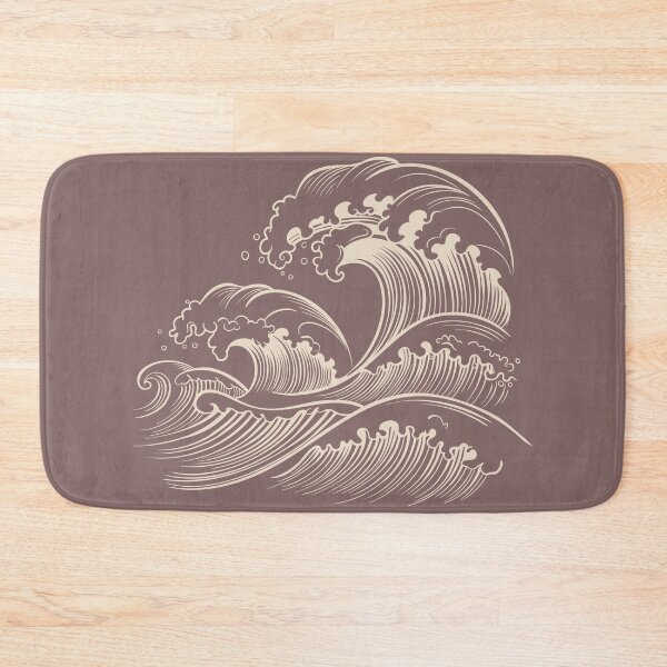 Item preview, Traditional Japanese Great Wave Minimalist Cream Line Art designed and sold by Tamawy.