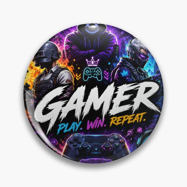 Item preview, Gamer Play Win Repeat Sticker | Neon Gaming Esports Design designed and sold by JayHemal.