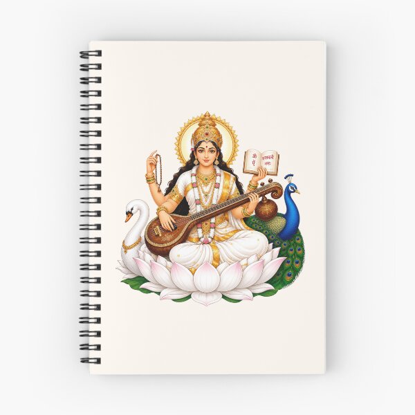 Item preview, Hindu Goddess Saraswati Seated on Lotus designed and sold by Myra365Art.