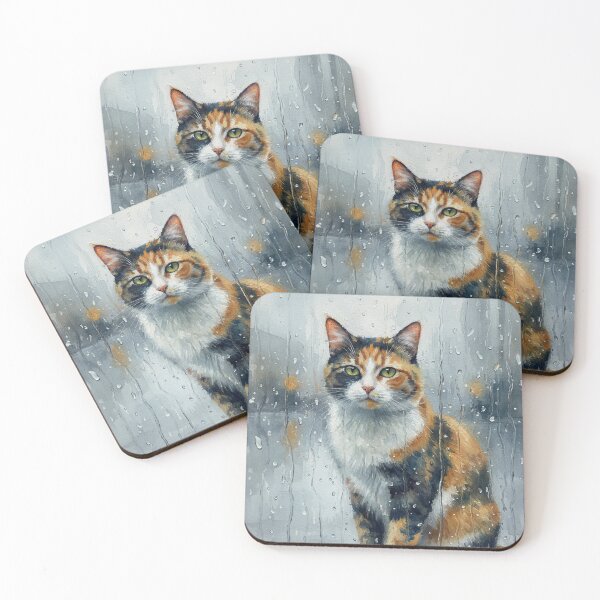 Item preview, Calico Cat Rainy Window Watercolor Painting Art designed and sold by Francis & May.