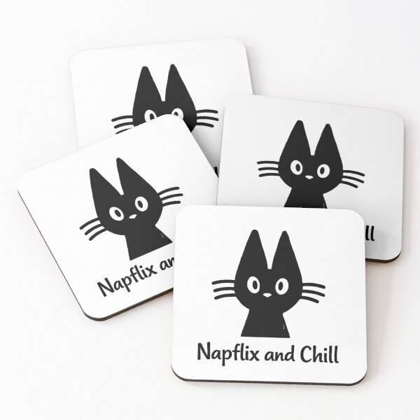 Item preview, Funny Black Cat Napflix and Chill Lazy Doodle designed and sold by Stick It Wear It.