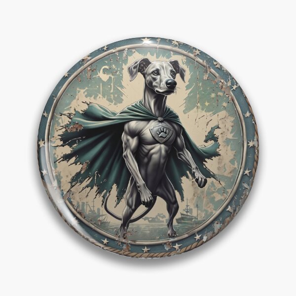 Item preview, Superhero Dog Great Dane Cape Vintage Nautical Badge designed and sold by PawsRetroStudio.