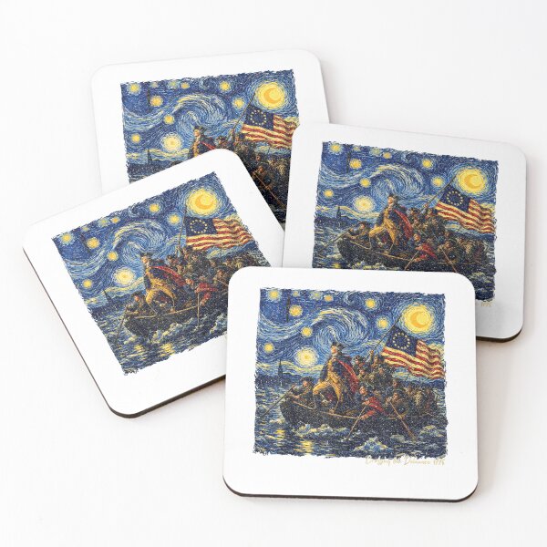 Item preview, Crossing The Delaware Starry Night in Van Gogh Art 1776 T-Shirt designed and sold by gidget-gadget.