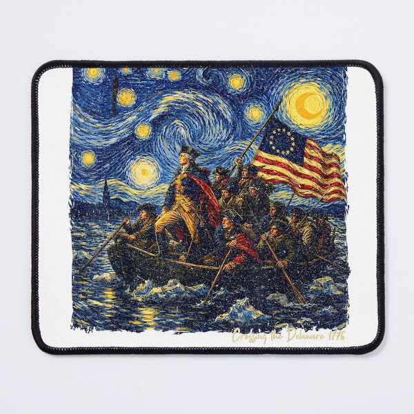 Item preview, Crossing The Delaware Starry Night in Van Gogh Art 1776 T-Shirt designed and sold by gidget-gadget.
