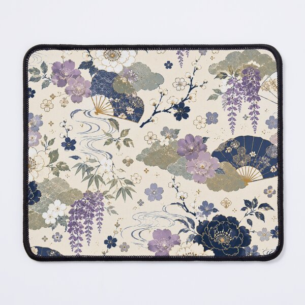 Item preview, Elegant Japanese Wisteria & Fan Seamless Pattern – Blue Floral Traditional Design designed and sold by Siti Hoiriyah.