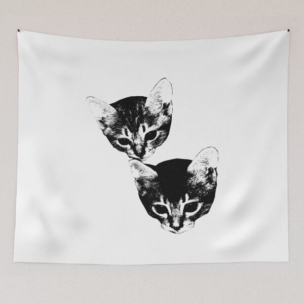 Item preview, Double Trouble Twin Kittens High Contrast Stencil Art designed and sold by JengPath.