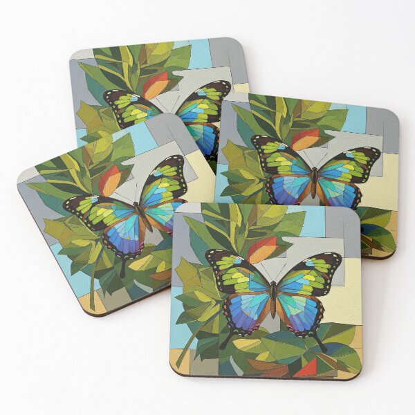Item preview, Green Butterfly Geometric Botanical Painting Art designed and sold by Francis & May.