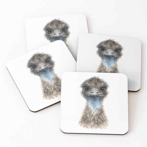 Artikelvorschau, Aquarellporträt eines neugierigen Emus entworfen und verkauft von Jaruart.