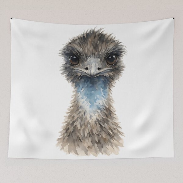 Item preview, Curious Emu Watercolour Portrait designed and sold by Jaruart.