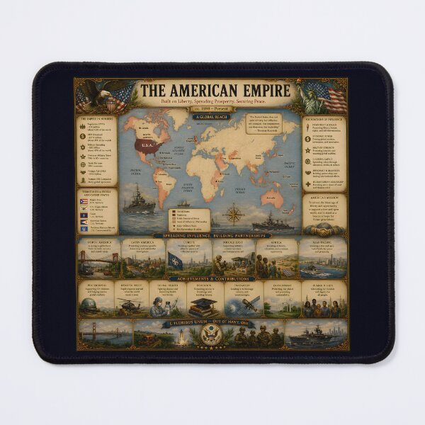 Item preview, American Empire Map with Supplementary Historical Infographic Panel – 1898 ce United States Global Map designed and sold by RockyLambda.
