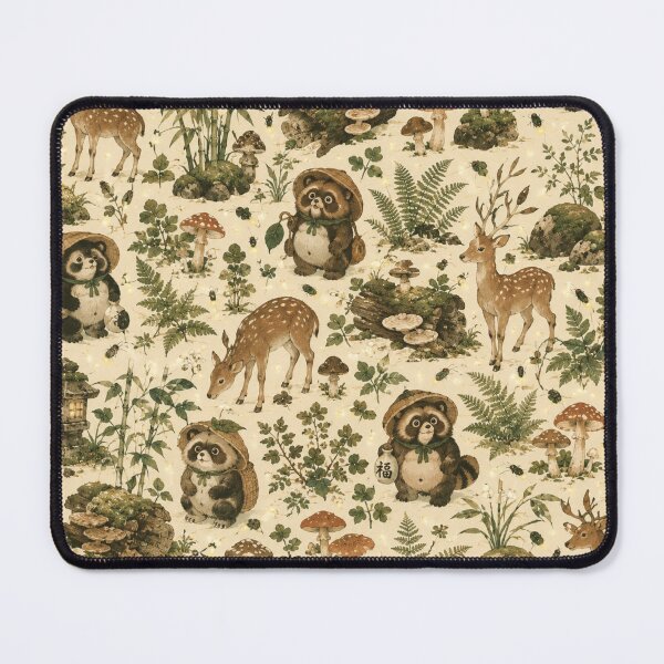Item preview, Japanese Woodland Animals Seamless Pattern – Deer, Tanuki & Forest Botanical Design designed and sold by Siti Hoiriyah.