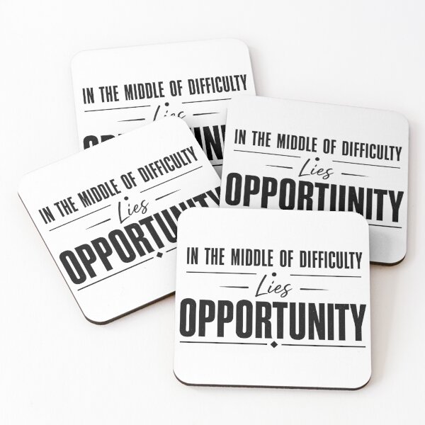 Item preview, In The Middle of Difficulty Lies Opportunity – Albert Einstein Inspirational Typography Quote designed and sold by pensational.