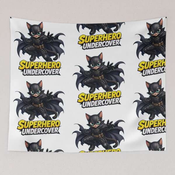 Item preview, Cute Superhero Undercover Cat Comic Vigilante designed and sold by IvoryArtDesign.