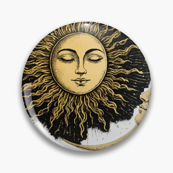 Item preview, Celestial Sun and Moon Vintage Engraving designed and sold by Mystic & Celestial Art.