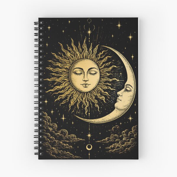 Item preview, Celestial Sun and Moon Vintage Engraving designed and sold by Mystic & Celestial Art.
