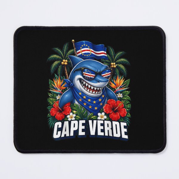 Item preview, Cape Verde Cool Shark With Sunglasses And Tropical Flowers Patriotic National Art designed and sold by DaphoLatara.