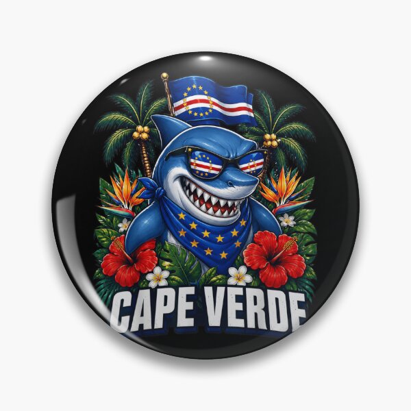 Item preview, Cape Verde Cool Shark With Sunglasses And Tropical Flowers Patriotic National Art designed and sold by DaphoLatara.