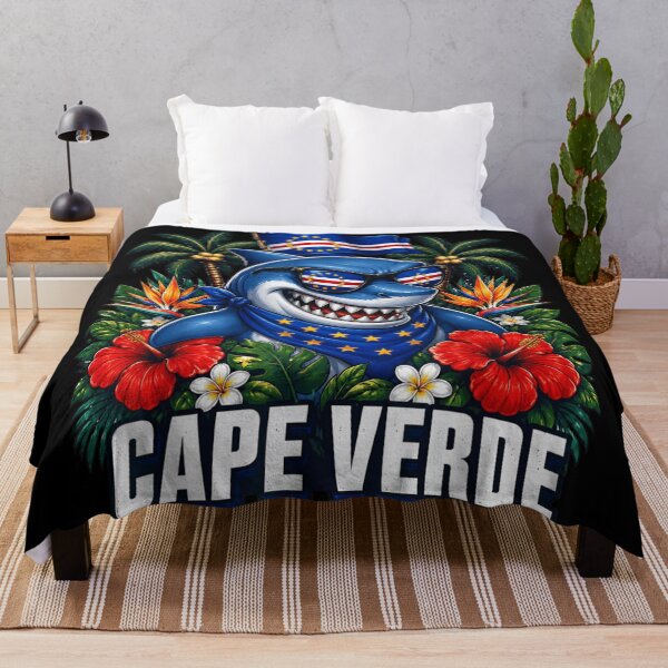 Item preview, Cape Verde Cool Shark With Sunglasses And Tropical Flowers Patriotic National Art designed and sold by DaphoLatara.