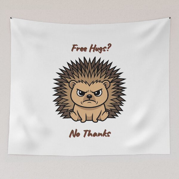 Item preview, Free Hugs No Thanks Funny Introvert Hedgehog Animal designed and sold by SW Shop.
