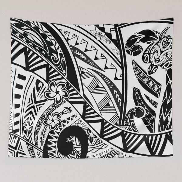 Item preview, Monochrome Island Turtle Pattern - Black and White Geometric Line Art designed and sold by sunnthreads.