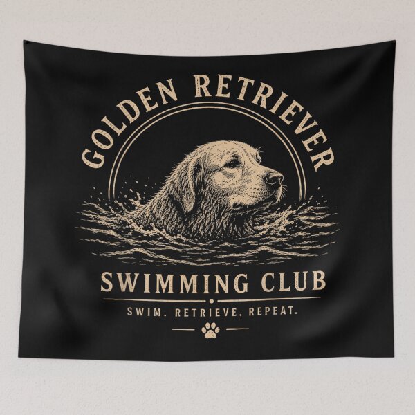 Item preview, Golden Retriever Swimming Club Swim Retrieve Repeat Retro Vintage Dog Art designed and sold by LakenDraphil.