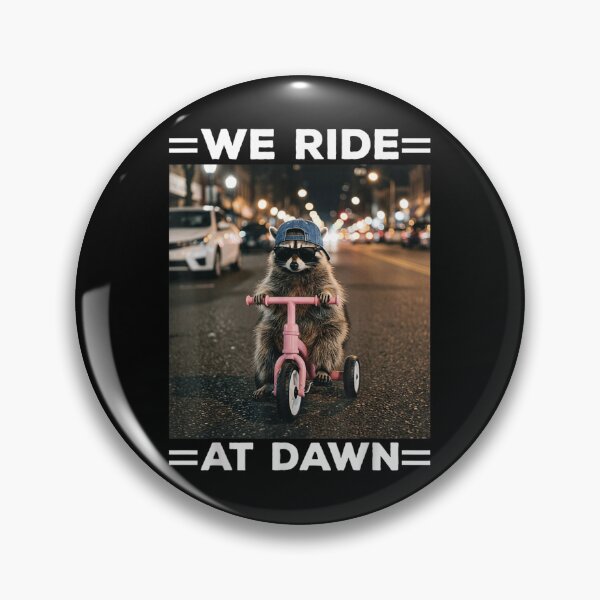 Item preview, We Ride At Dawn Funny Raccoon On Pink Tricycle Night Street designed and sold by EricCotanori.
