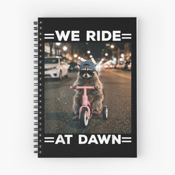 Item preview, We Ride At Dawn Funny Raccoon On Pink Tricycle Night Street designed and sold by EricCotanori.