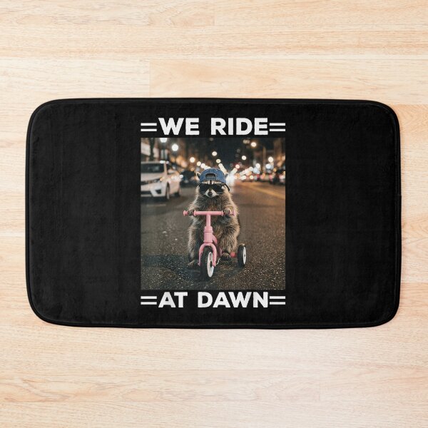 Item preview, We Ride At Dawn Funny Raccoon On Pink Tricycle Night Street designed and sold by EricCotanori.