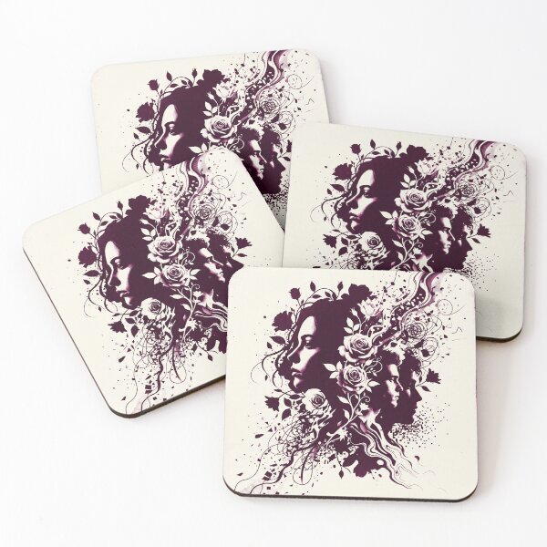 Item preview, Romantic Rose Silhouettes: Dreamy Abstract Floral Portrait designed and sold by Opie-Adn.