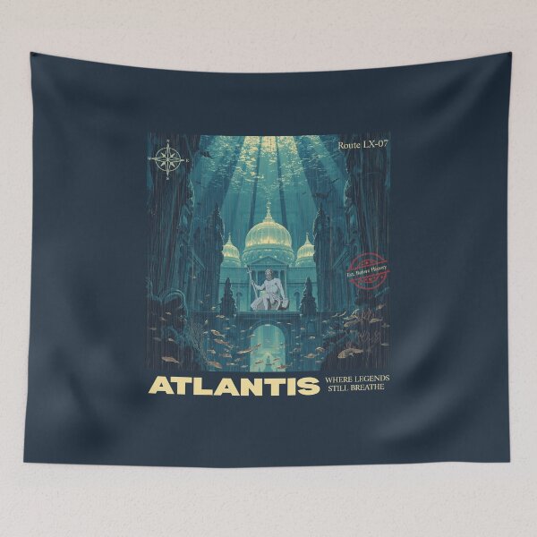 Item preview, Retro Atlantis Travel Poster Where Legends Still Breathe designed and sold by KaBaRen.