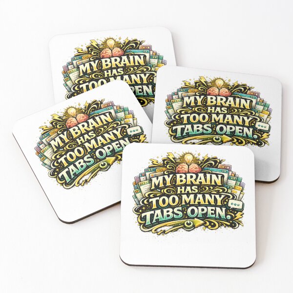 Item preview, My Brain Has Too Many Tabs Open Sticker | Funny Overthinking Quote Decal for Students, Coders & Multitaskers designed and sold by Pixel Rush.