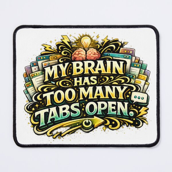 Item preview, My Brain Has Too Many Tabs Open Sticker | Funny Overthinking Quote Decal for Students, Coders & Multitaskers designed and sold by Pixel Rush.