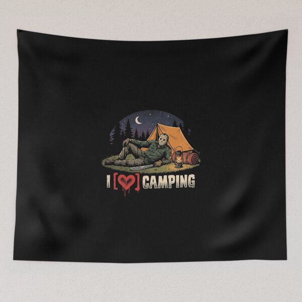 Item preview,  I Love Camping Funny Horror Slasher Retro Parody designed and sold by AdyKurniawan.