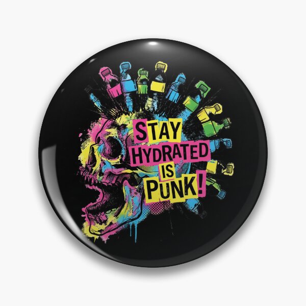 Item preview, Stay Hydrated Is Punk Neon Skull Mohawk Water Bottle designed and sold by AdyKurniawan.