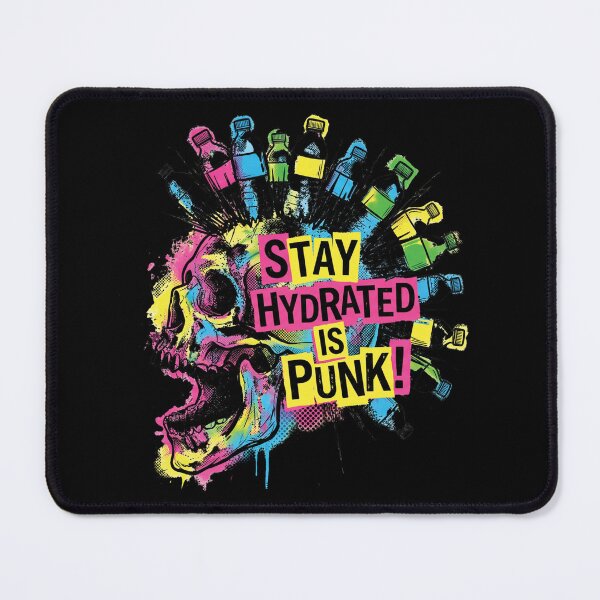 Item preview, Stay Hydrated Is Punk Neon Skull Mohawk Water Bottle designed and sold by AdyKurniawan.