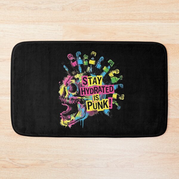 Item preview, Stay Hydrated Is Punk Neon Skull Mohawk Water Bottle designed and sold by AdyKurniawan.