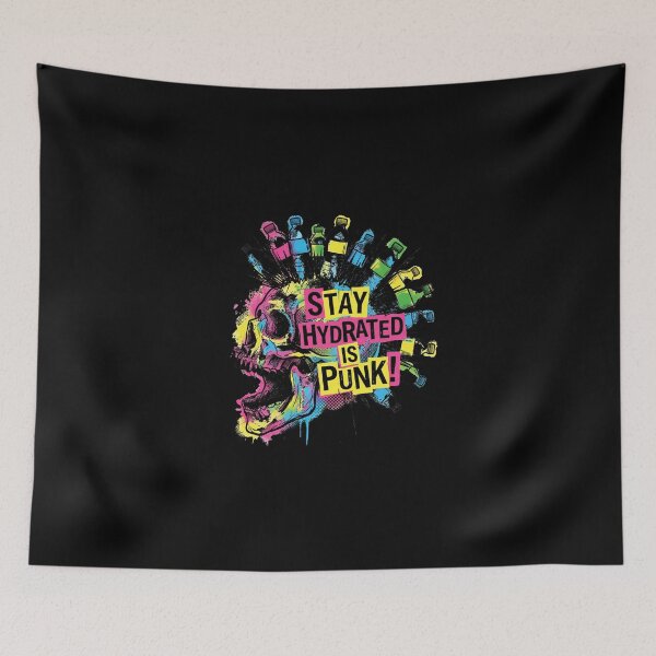 Item preview, Stay Hydrated Is Punk Neon Skull Mohawk Water Bottle designed and sold by AdyKurniawan.