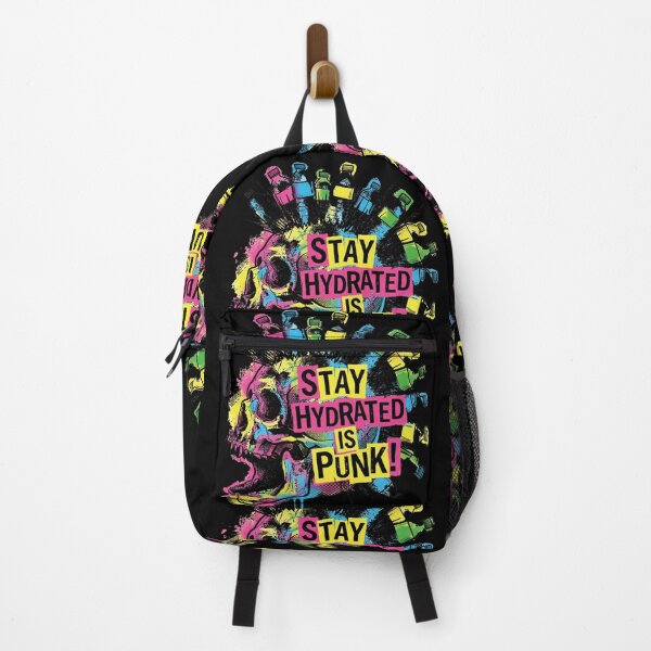 Item preview, Stay Hydrated Is Punk Neon Skull Mohawk Water Bottle designed and sold by AdyKurniawan.